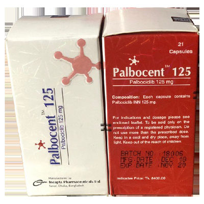 comprar Incepta、Beacon、DIL、Tlph、Everest、Pfizer Palbociclib PD-0332991 Palbocent 125 mg*21 comprimidos Cáncer de mama para el cáncer en estadio 1 2 3 online manufacture